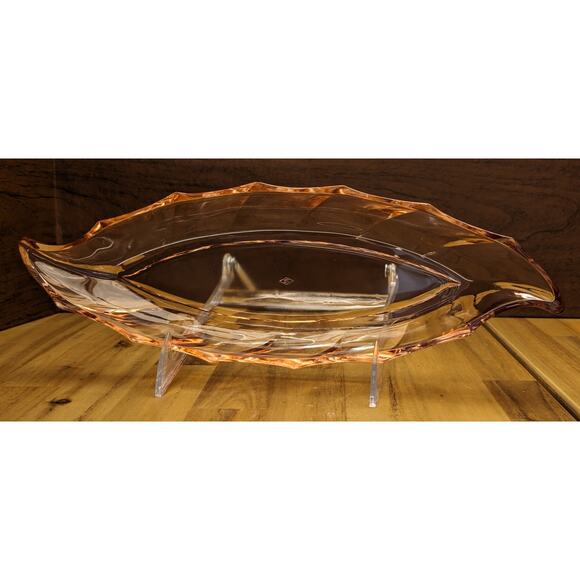 Vintage Heisey Glass Twist Relish Serving Dish Hallmark Pink Flamingo Delicate - Picture 1 of 14